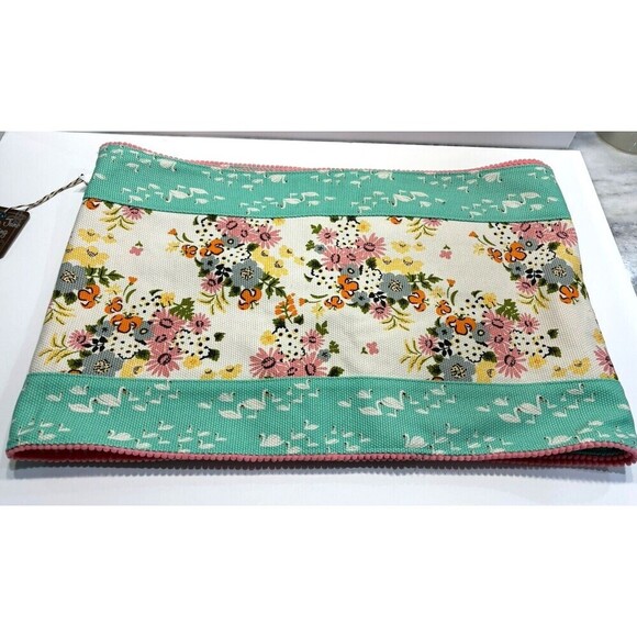 Matilda Jane Feathered Friend Table Runner Floral Aqua Stipe 88” X 13.5” Cotton - Picture 3 of 6